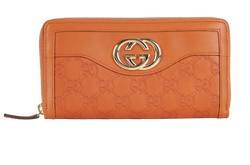 Gucci Guccissima Sukey Zip Around Wallet, Leather, Orange, MII, B, 2*